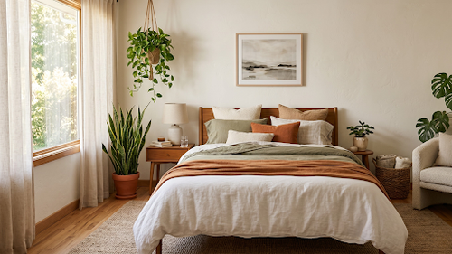 bedroom with indoor plants