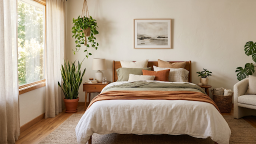 bedroom with indoor plants