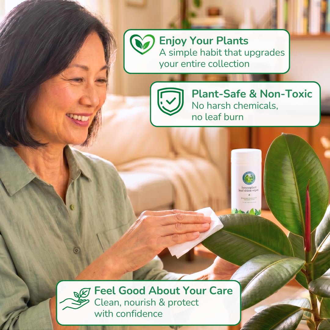 Leaf Cleaner Wipes for House Plants – Natural Leaf Polish, Gloss, and Shine | 30 count