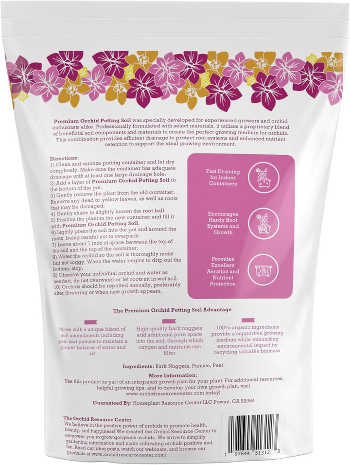 100% Organic Orchid Soil Mix — Nutrient-Rich, Well-Draining Living Soil Blend | 2.4 Quarts