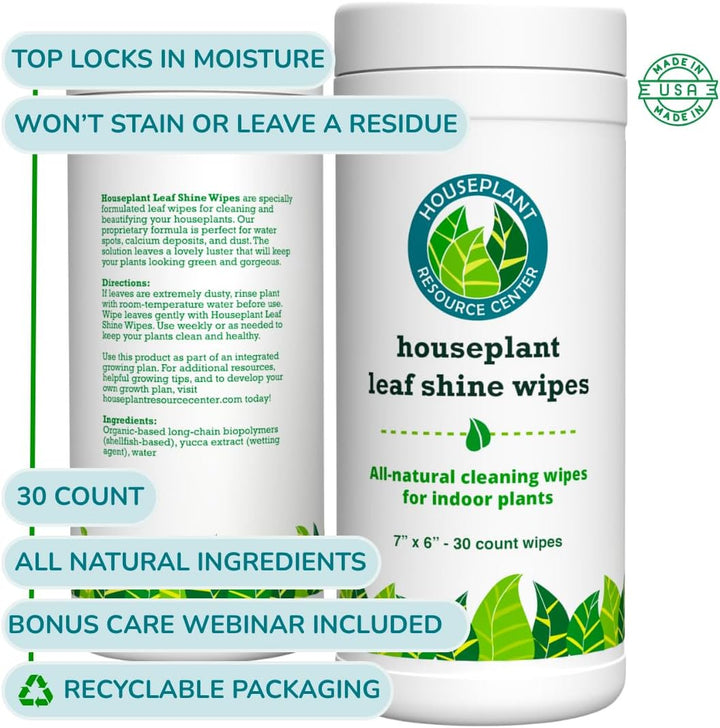 Leaf Cleaner Wipes for House Plants – Natural Leaf Polish, Gloss, and Shine | 30 count