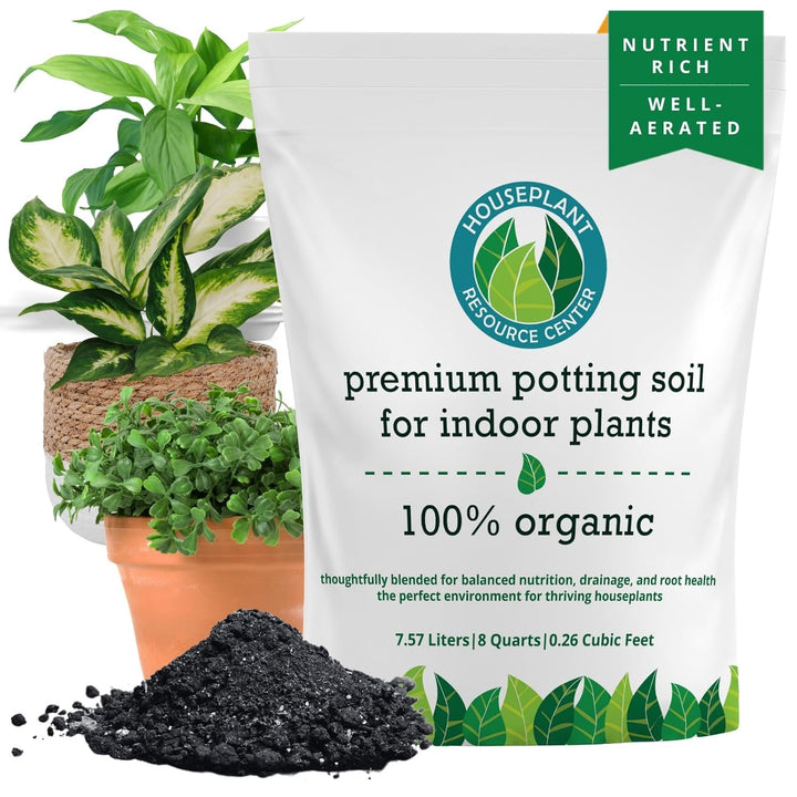 100% Organic Indoor Plant Potting Soil Mix — Nutrient Rich, Well-Draining Living Soil Blend | 8 quarts