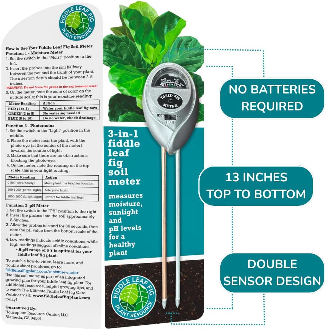 fiddle leaf fig ph level Fiddle Leaf Fig 3-in-1 Soil Meter — Measures Light, Moisture & pH for Optimal Growth